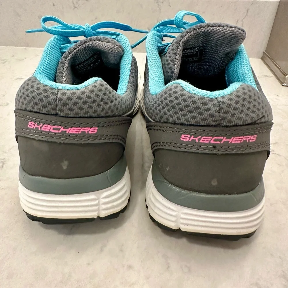 Skechers Gray and Pink Athletic Shoes - Picture 6 of 8